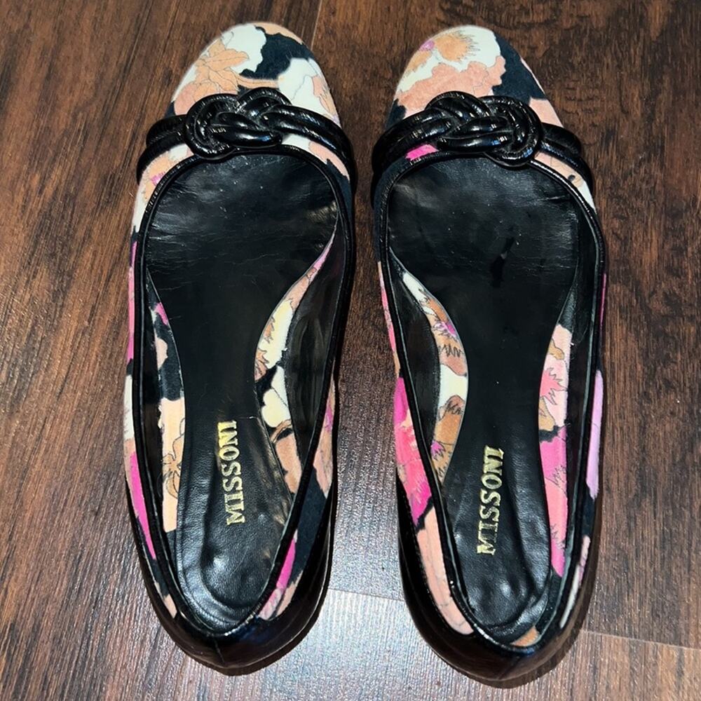 MISSONI Velvet Floral Print Ballet Flats - Size 38.5 - Picture 5 of 15
